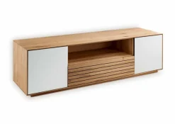 New Gradel TV-Lowboard Riva Eiche / Weißglas