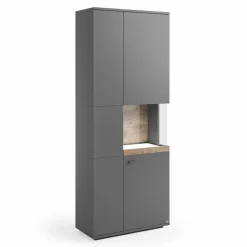 Outlet set one by Musterring Vitrine Lancaster Grau / Eiche