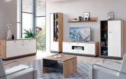 New Wójcik Vitrine Mestre Eiche / Weiß