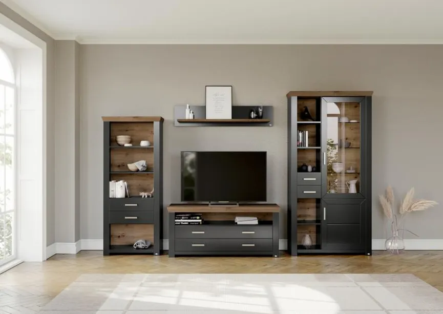 Sale set one by Musterring Wandboard York Graphit / Eiche