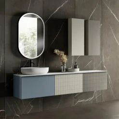 Discount Waschtischkombination Pixel 10 Weiß / Indigo / Grau