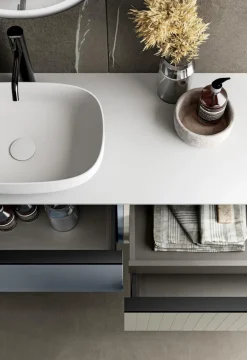 Discount Waschtischkombination Pixel 10 Weiß / Indigo / Grau