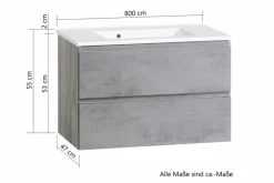 Outlet Held-Möbel Waschtischkombination Monza Eiche / Beton