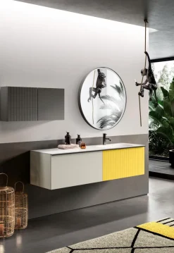 Discount Waschtischkombination Pixel 08 Weiß / Gelb