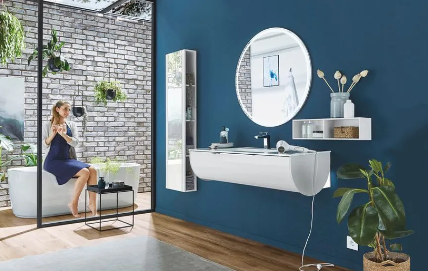 Clearance Puris Waschtischkombination Rounds Weiß / Hochglanz