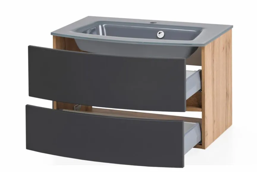 New Held-Möbel Waschtisch-Set Malmö Eiche / Graphit