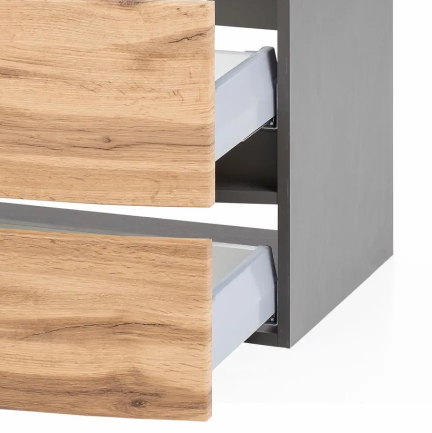 Discount Held-Möbel Waschtisch-Set Malmö Graphit / Eiche