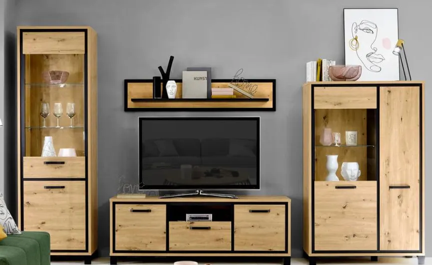 Clearance FORTE Wohnwand Farida Eiche Artisan