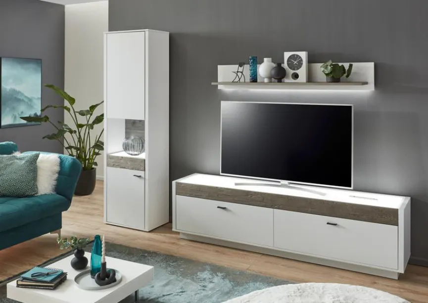 IDEAL Wohnen Wohnwand Manchester 3tlg. Weiß