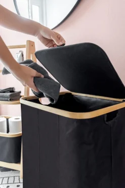 Discount WENKO Wäschekorb Ecori 41 x 50 cm Schwarz